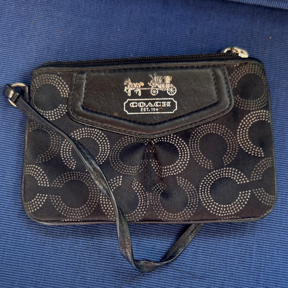 Coach Black Patterned Wristlet